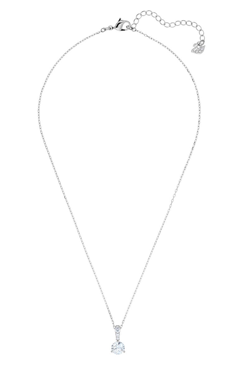 Stilla Swarovski Cubic Zirconia Pendant Necklace, Main, color, WHITE