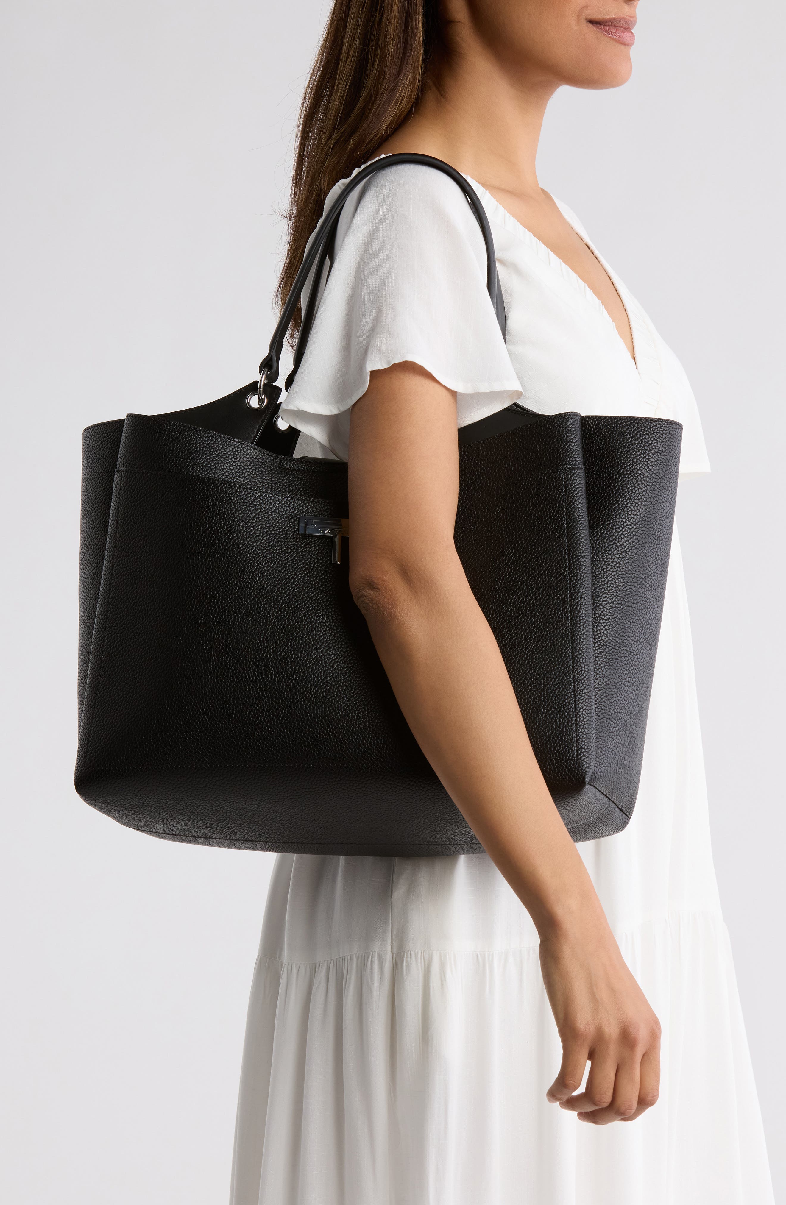 Tahari Beekman Tote Bag, Alternate, color, Black