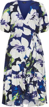 City Chic Bea Floral Midi Wrap Dress