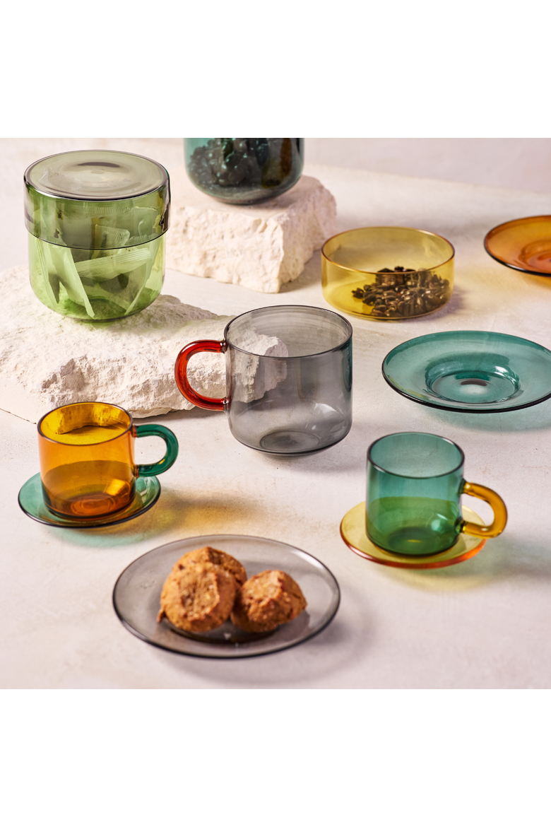 Niko Glass Espresso Cup & Saucer - Set of 4, Alternate, color, Multicolor