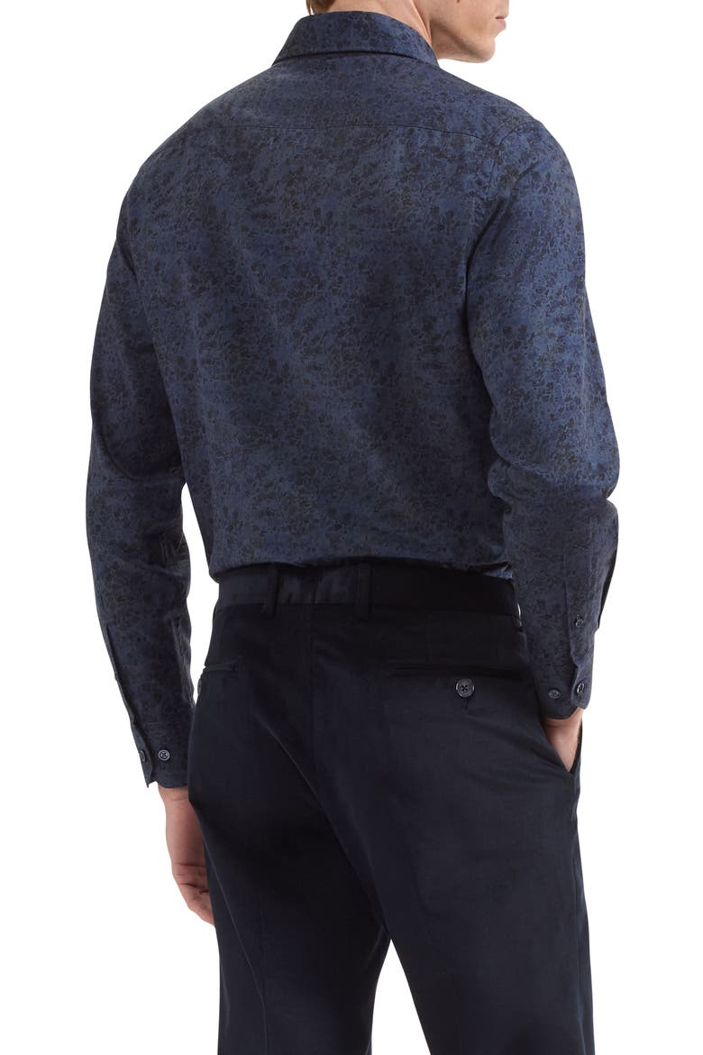Julian Shaped Fit Long Sleeve Cotton Shirt, Alternate, color, NAVY