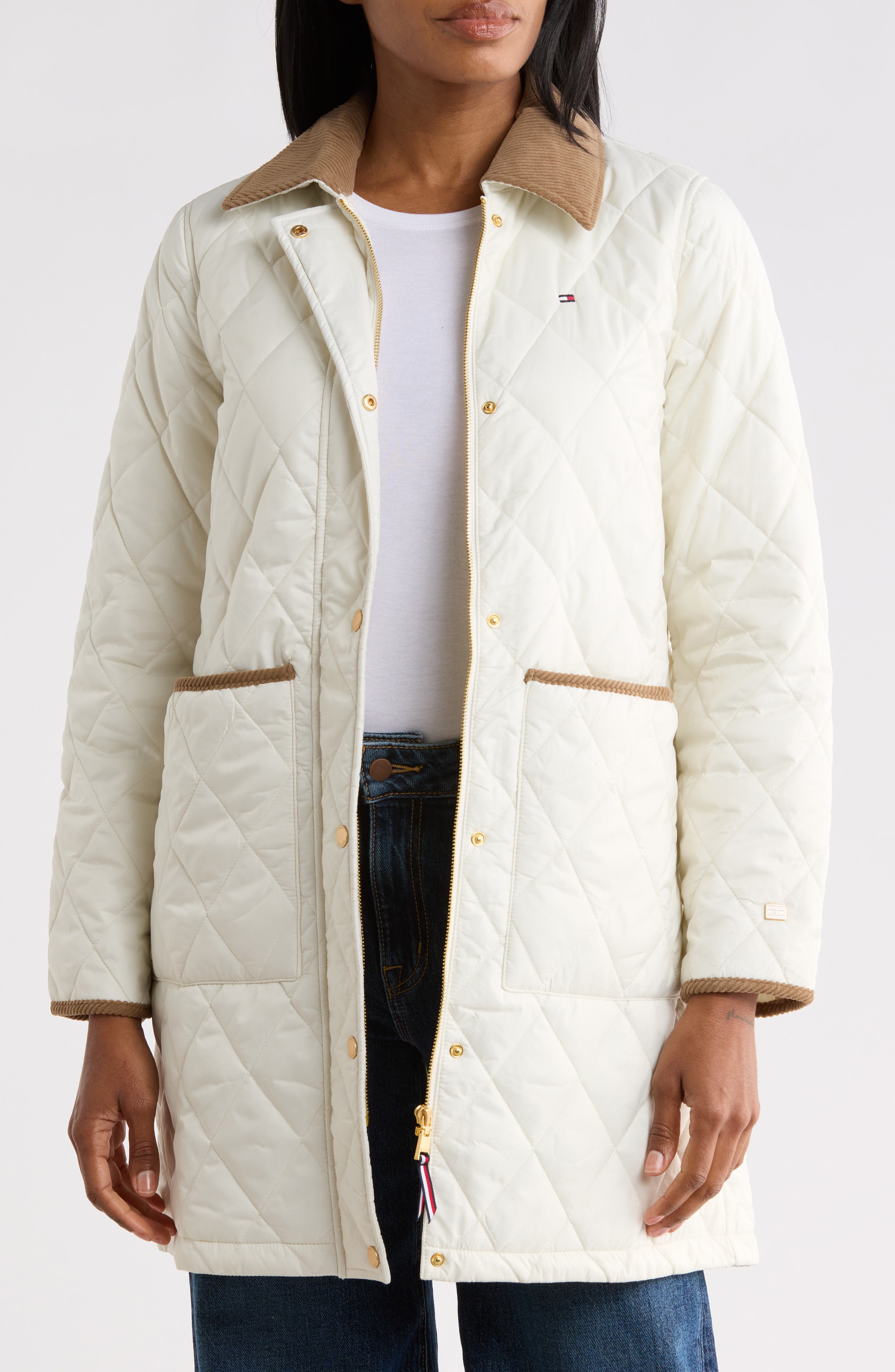 Tommy Hilfiger Diamond Quilted Three Quarter Coat (Women) | Nordstromrack
