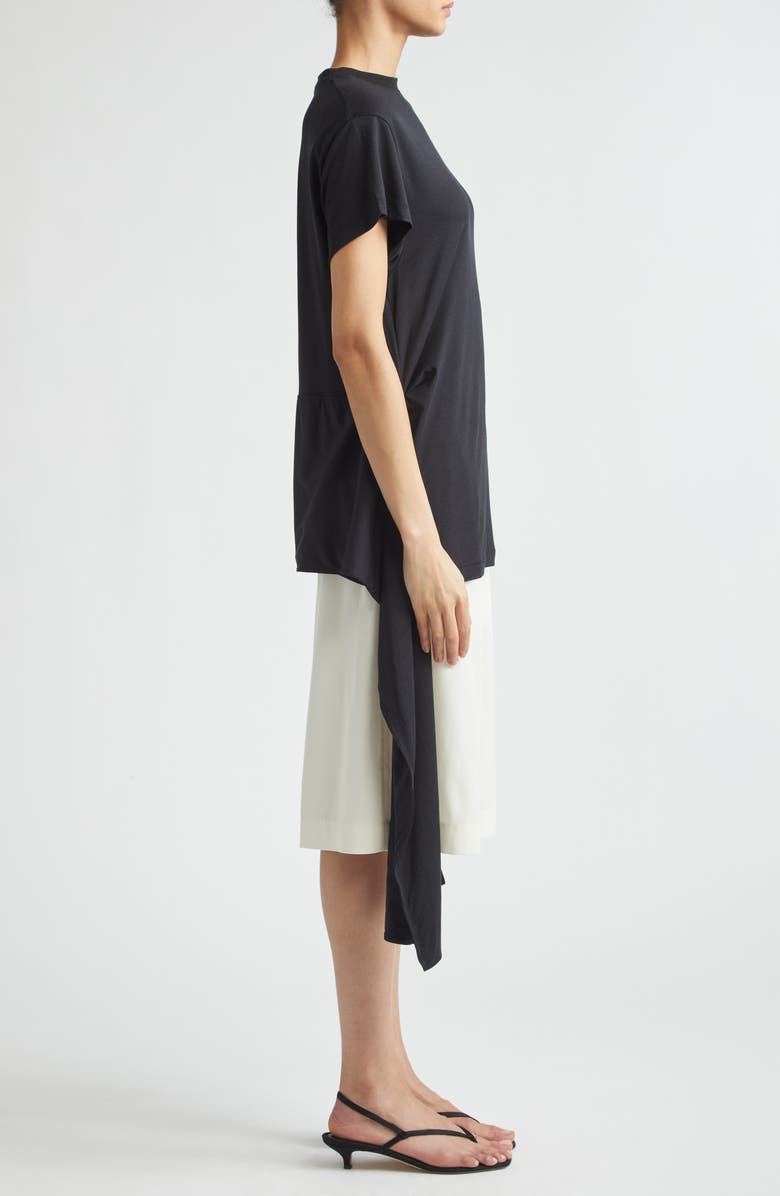 TOTEME Tie Waist Jersey T-Shirt, Alternate, color, Black