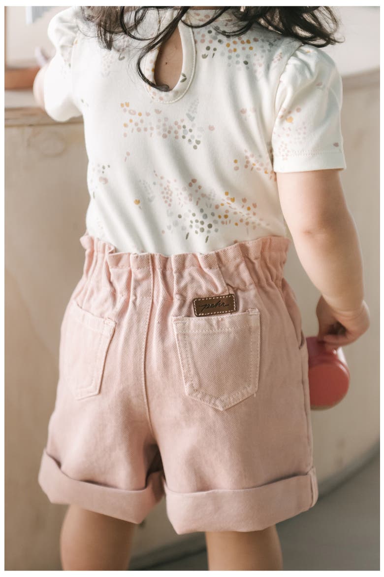 Kids' Denim Paperbag Shorts, Alternate, color, PEONY