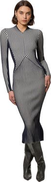 Karen Millen Stripe Fitted Knitted Midi Dress