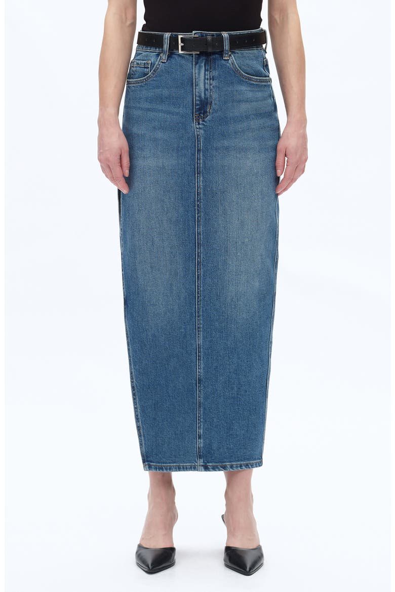 Side Slit Denim Maxi Skirt, Main, color, RETRO INDIGO BLUE