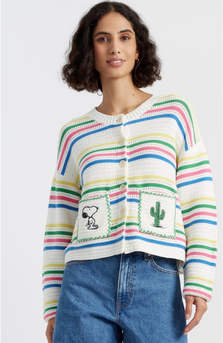 Chinti & Parker Cotton Peanuts Vacation Cardigan, Main, color, 