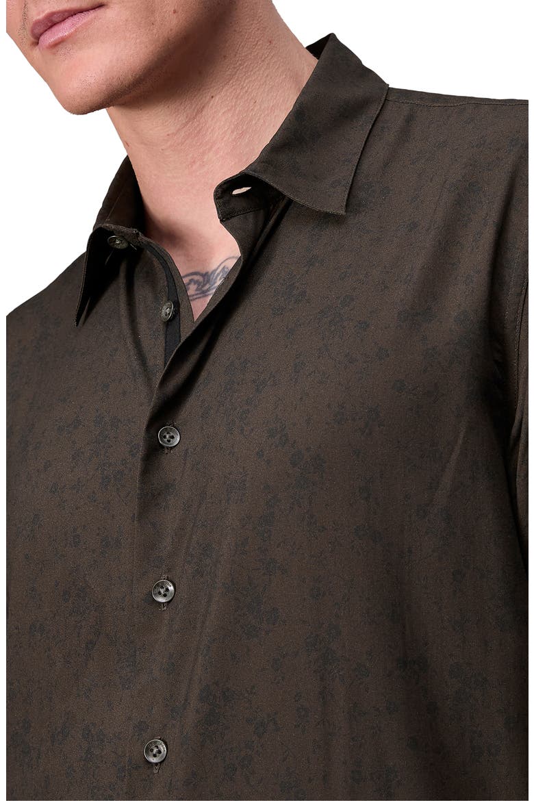 Dalton Floral Short Sleeve Button-Up Shirt, Alternate, color, BROWN FLORAL