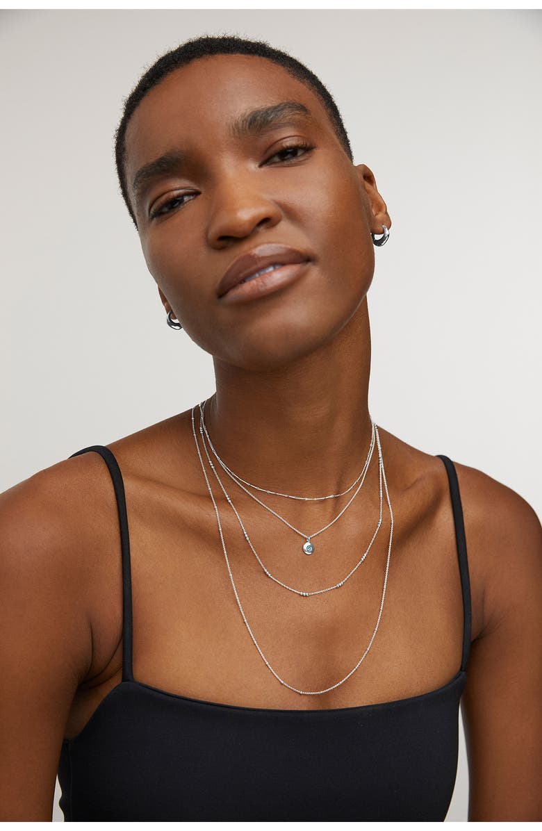 Monica Vinader March Birthstone Aquamarine Pendant Necklace, Alternate, color, Sterling Silver