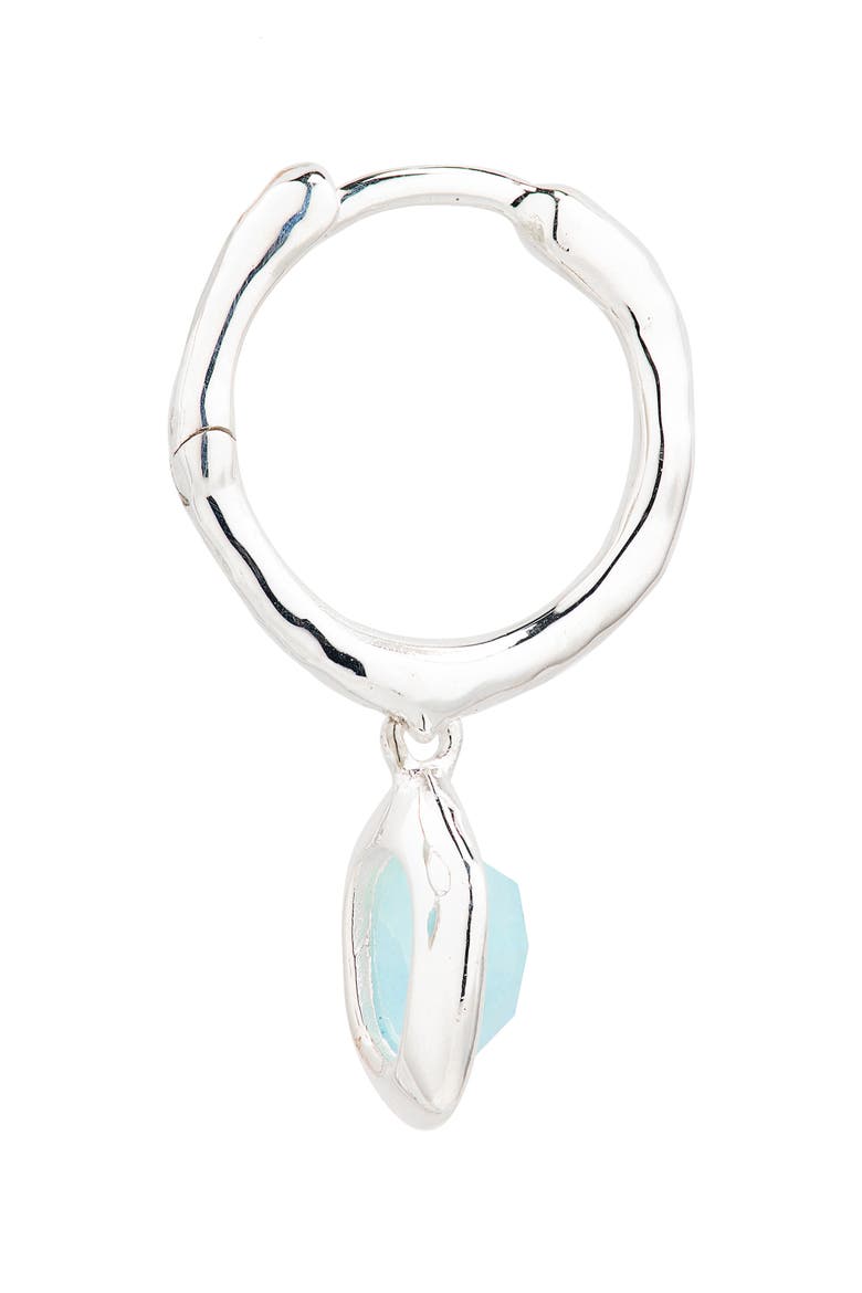 Odyssey Drop Huggie Hoop Earrings, Alternate, color, STERLING SILVER / AQUAMARINE