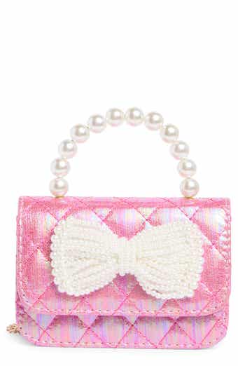 Piper & Jax Kids' Faux Pearl Bow Quilted Handbag