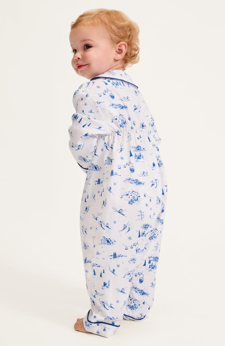 Petite Plume Cambridge One-Piece Brushed Twill Pajamas, Alternate, color, Navy