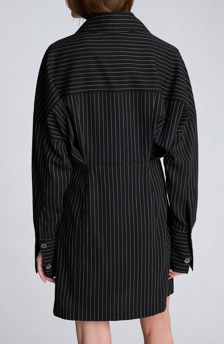 Kenneth Cole Pinstripe Long Sleeve Shirtdress, Alternate, color, Black/ Pure White