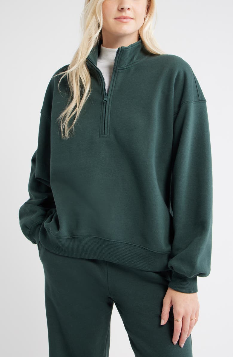 BP. Relaxed Quarter Zip Pullover, Main, color, Green Gables