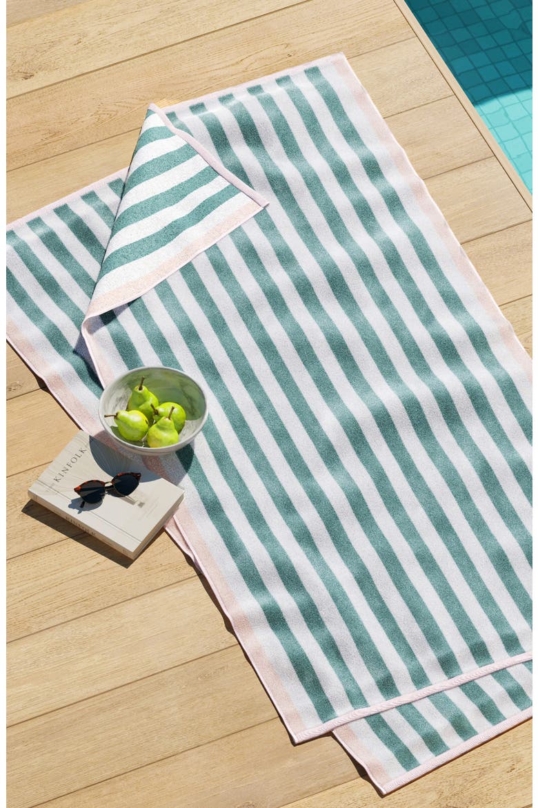 2-Pack Stripe Oversize Beach Towels, Alternate, color, MINERAL BLUE / BLUSH