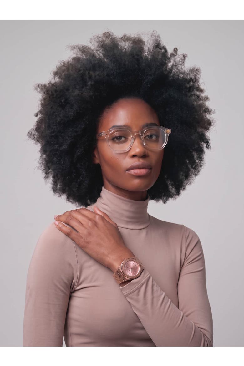 Elevate Link Rosé Swiss Quartz Bracelet Watch, 42MM, Alternate, color, Muted Rose Gold/
