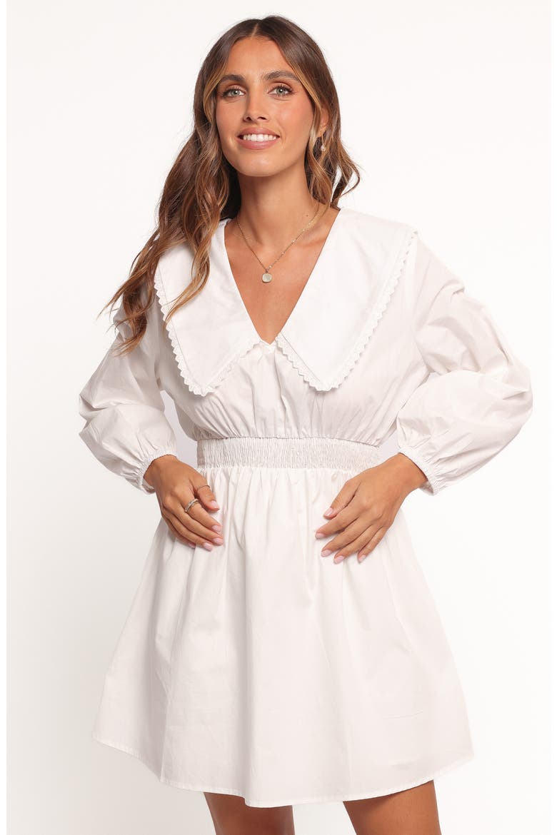 Nerida Long Sleeve Cotton Minidress, Alternate, color, WHITE
