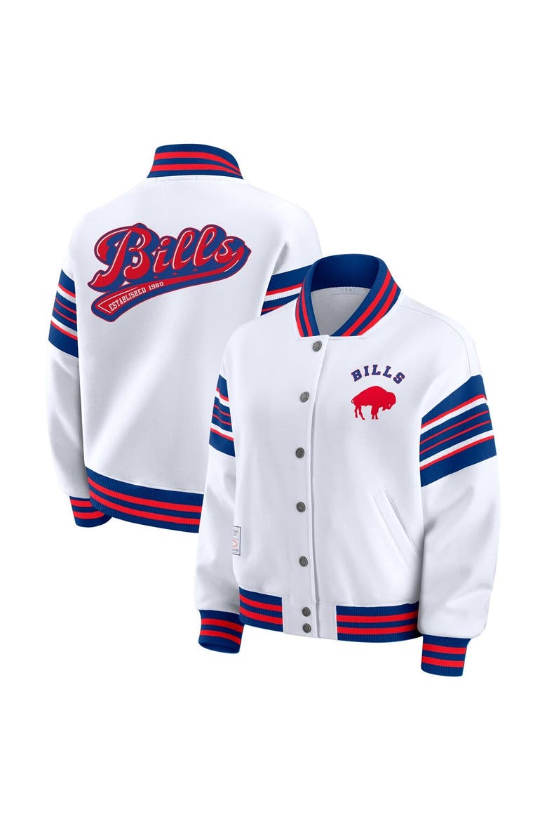 Women's WEAR by Erin Andrews White Buffalo Bills Plus Size Full-Snap Fleece Sweatshirt Jacket, Main, color, White