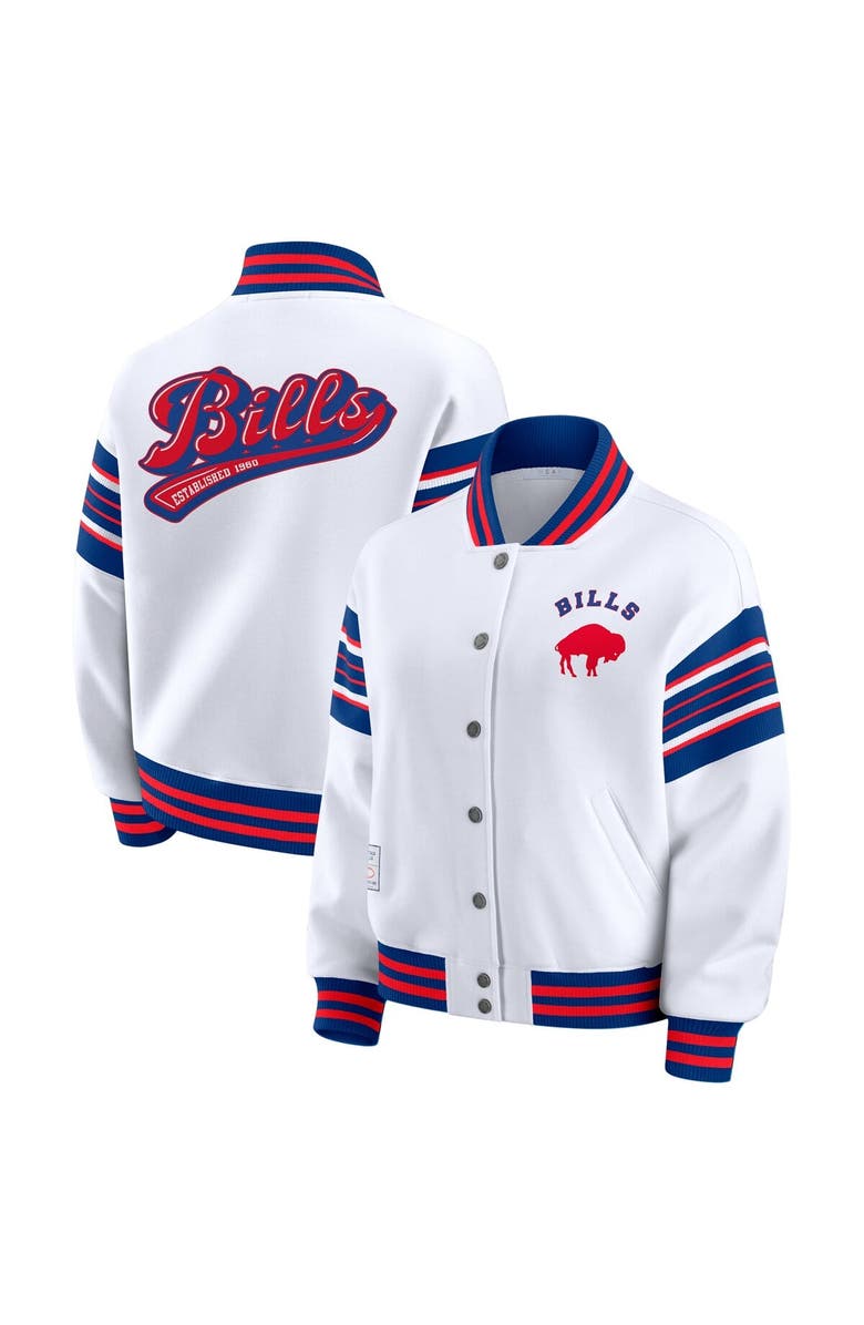 WEAR by Erin Andrews Women's WEAR by Erin Andrews White Buffalo Bills Plus Size Full-Snap Fleece Sweatshirt Jacket, Main, color, White