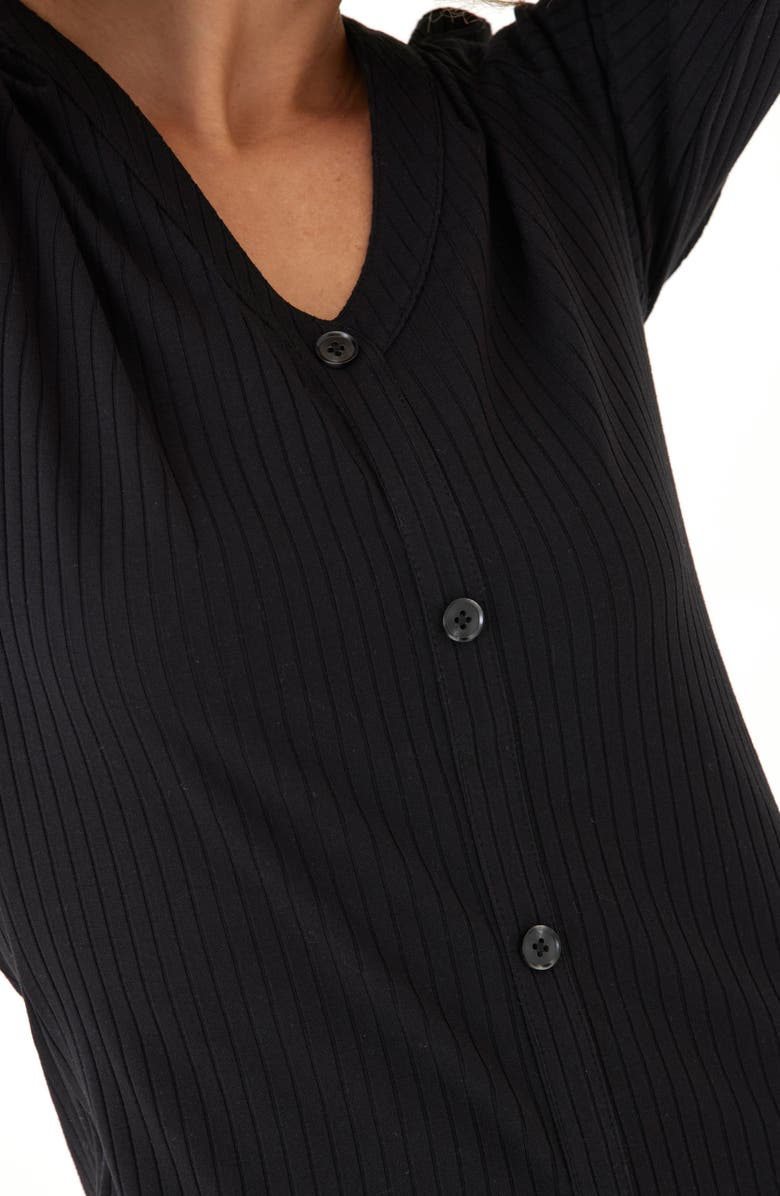 Threads 4 Thought Micah Long Sleeve Stretch Organic Cotton Rib Dress, Alternate, color, Black