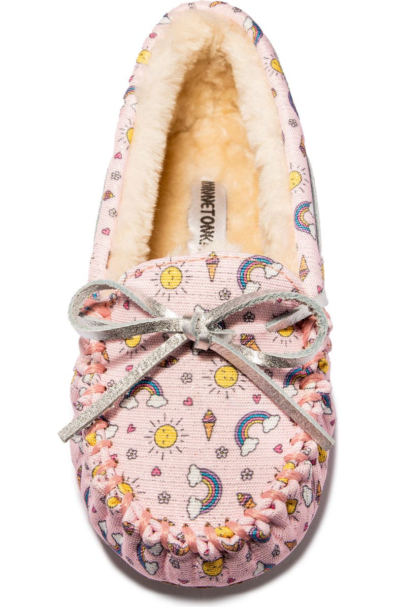 Minnetonka Kids' Print Slipper, Alternate, color, Pink Summer
