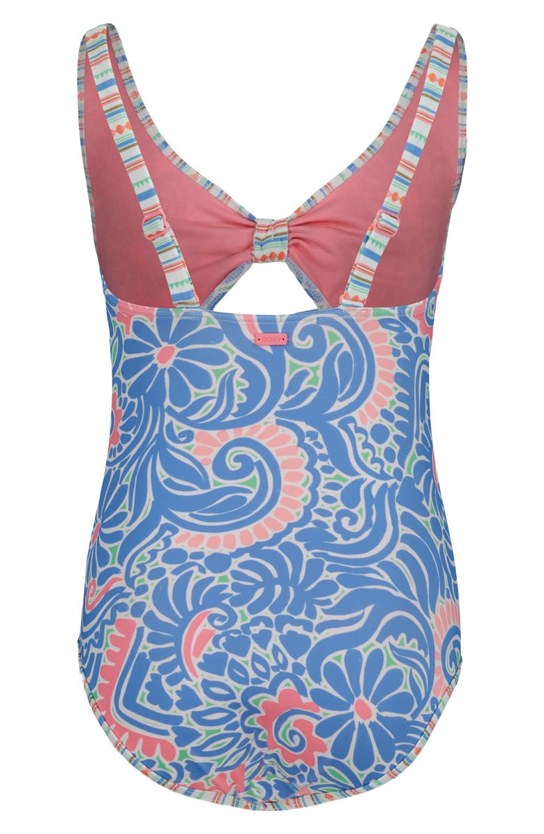 Roxy Kids' Cascais Cutout One-Piece Swimsuit, Alternate, color, Silver Lake Blue