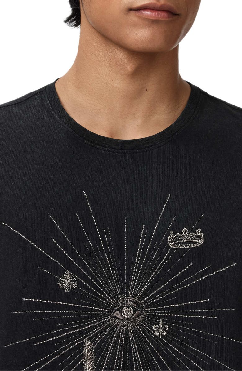 John Varvatos Eye & Element Embroidered Graphic T-Shirt, Alternate, color, Black