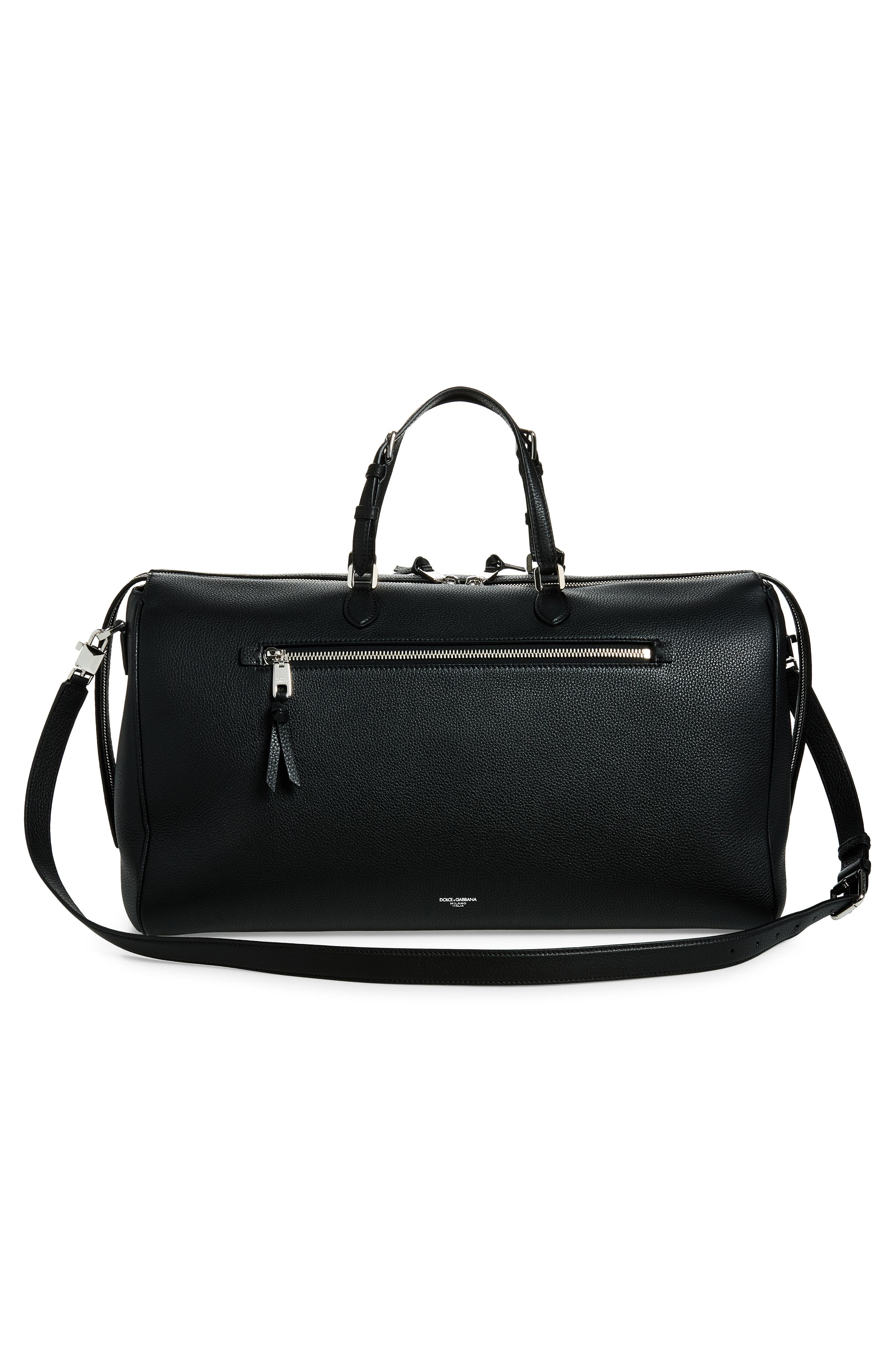 Leather Barrel Bag, Alternate, color, 80999 NERO
