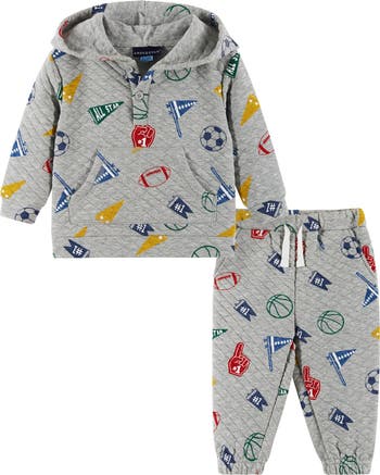 Varsity Quilted Hooded Pullover & Joggers Set