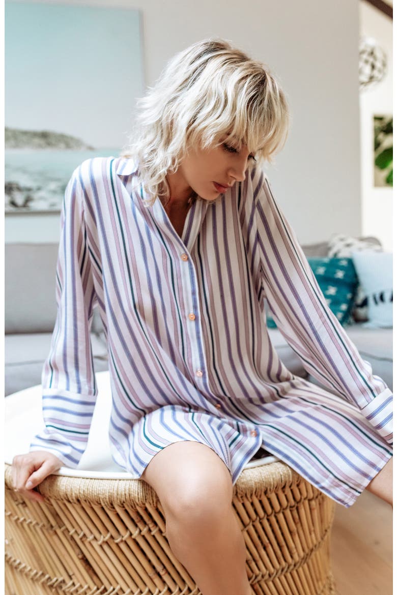Stripe Sleep Shirt, Alternate, color, IVORY/ NEIKO