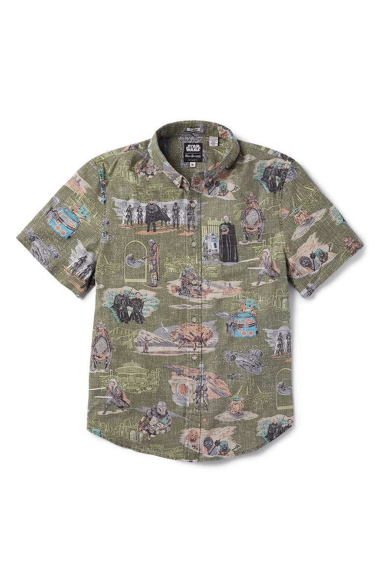 Reyn Spooner Men's Tailored Fit Mandalorian Print Short Sleeve Button-Down Shirt, Main, color,