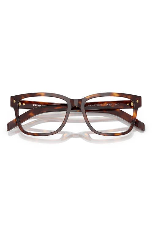Prada 53mm Rectangular Optical Glasses In Havana