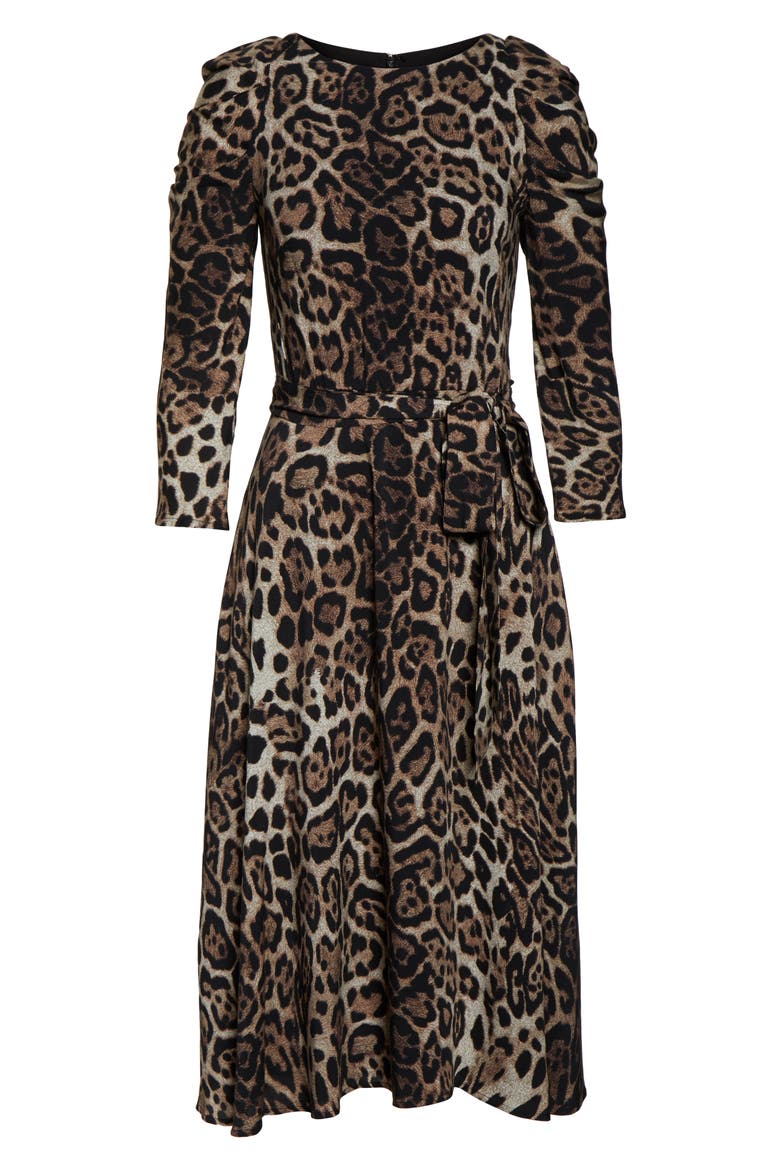 Leopard Print Long Sleeve Midi Dress, Alternate, color, ANIMAL