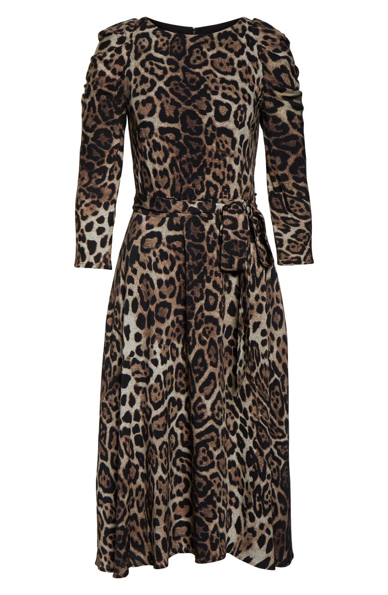 Eliza J Leopard Print Long Sleeve Midi Dress, Alternate, color, 