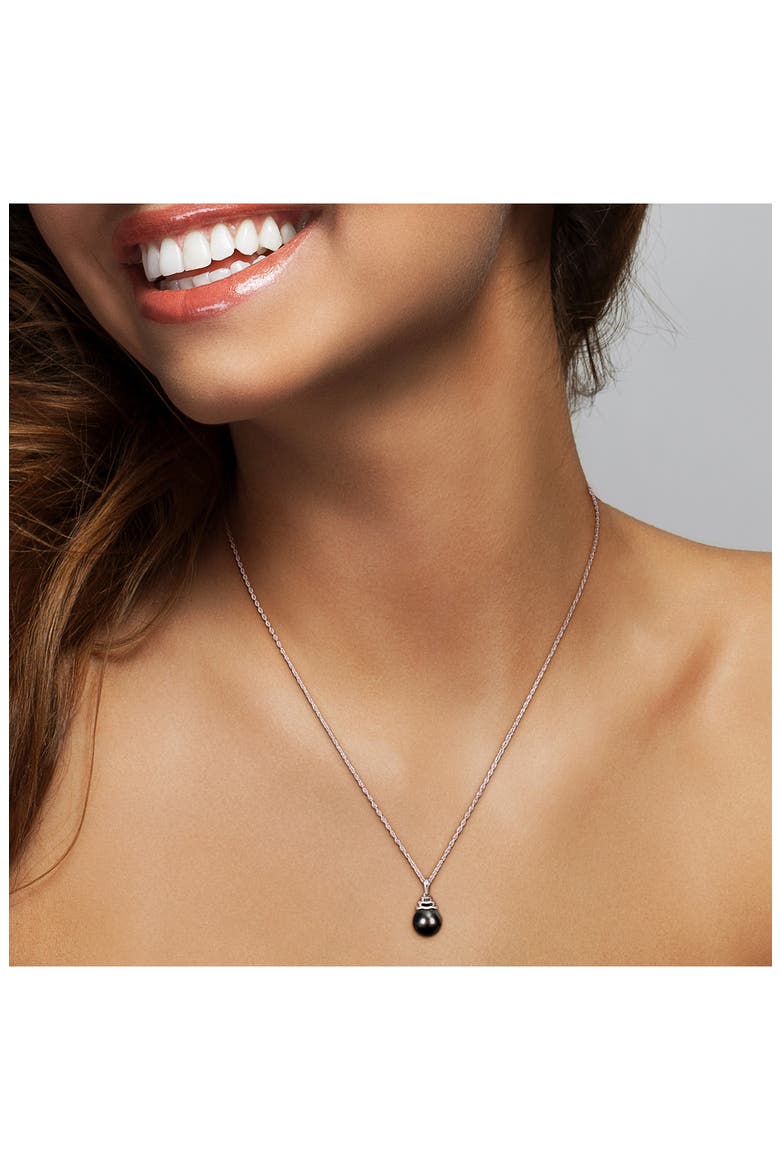 Cultured Freshwater Pearl Pendant Necklace & Drop Earrings Set, Alternate, color, BLACK