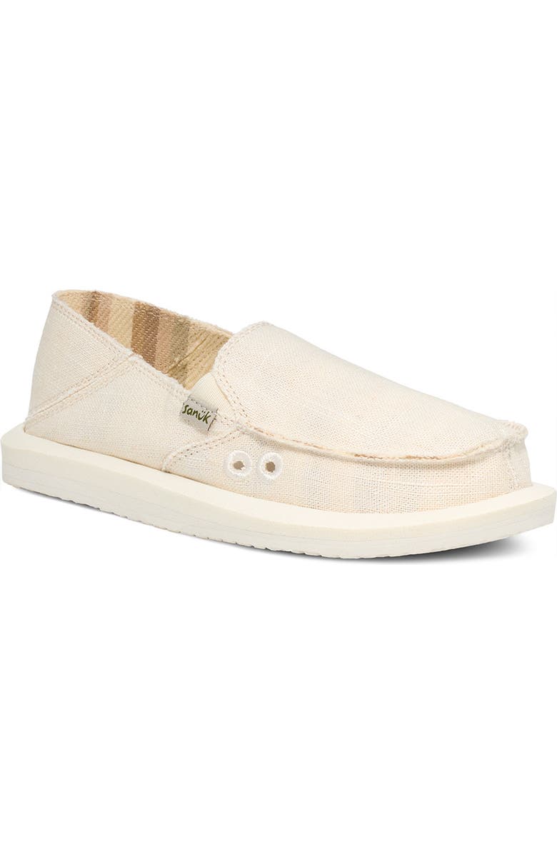 Sanuk Donna Convertible Hemp Slip-On Shoe, Main, color, Wht