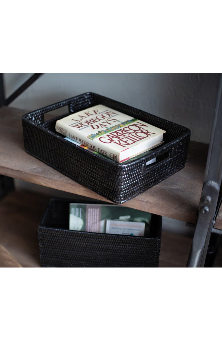 Artifacts Trading Company<sup>™</sup> Artifacts Rattan Rectangular Storage Basket with Rounded Corners, Alternate, color, Tudor Black