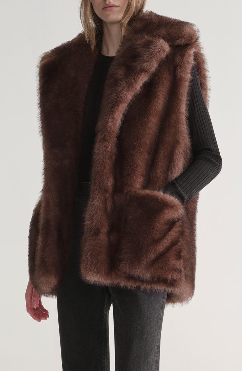 A.L.C. Devon Oversize Faux Fur Vest, Alternate, color, Mink