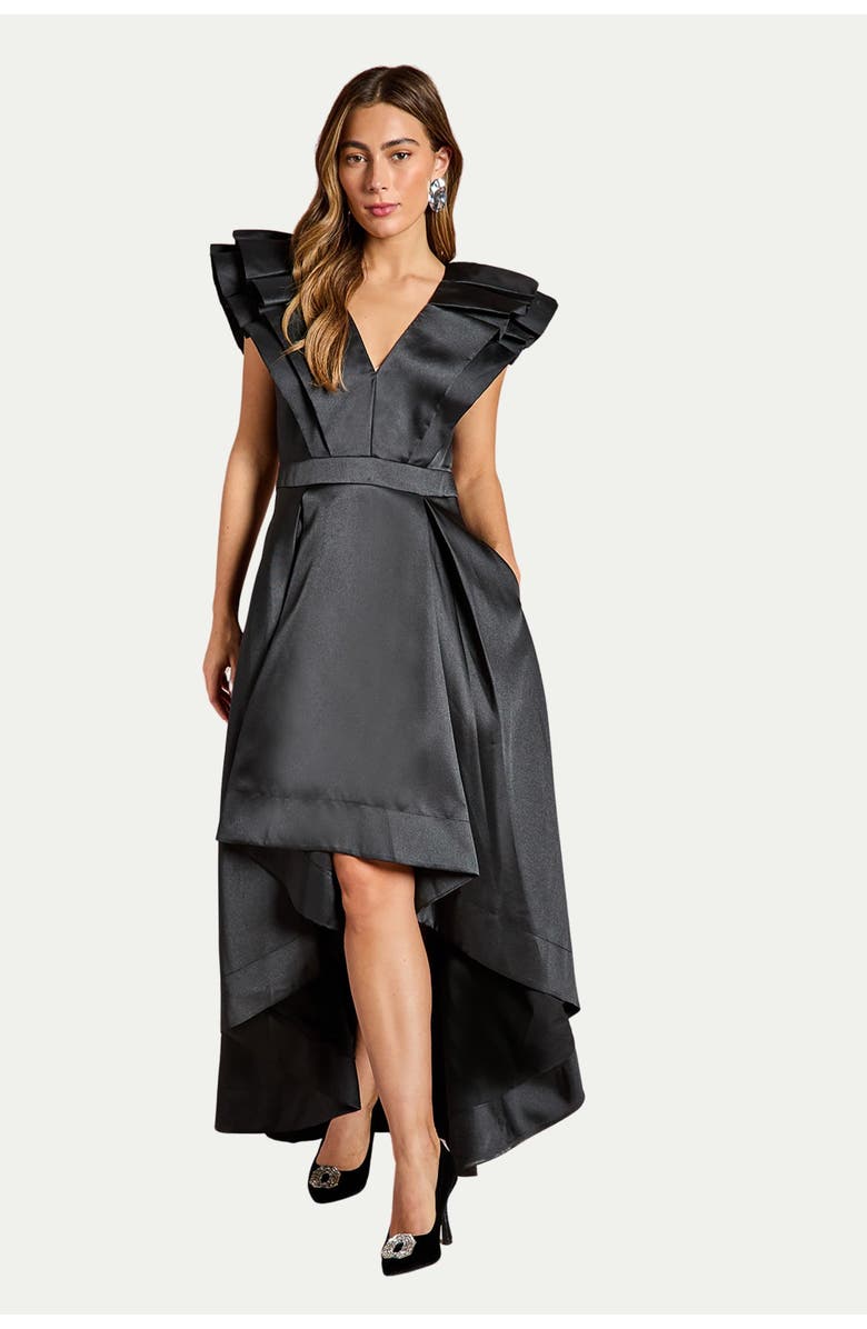 Coast Frill Sleeve V-Neck Midi Dress, Main, color, Black