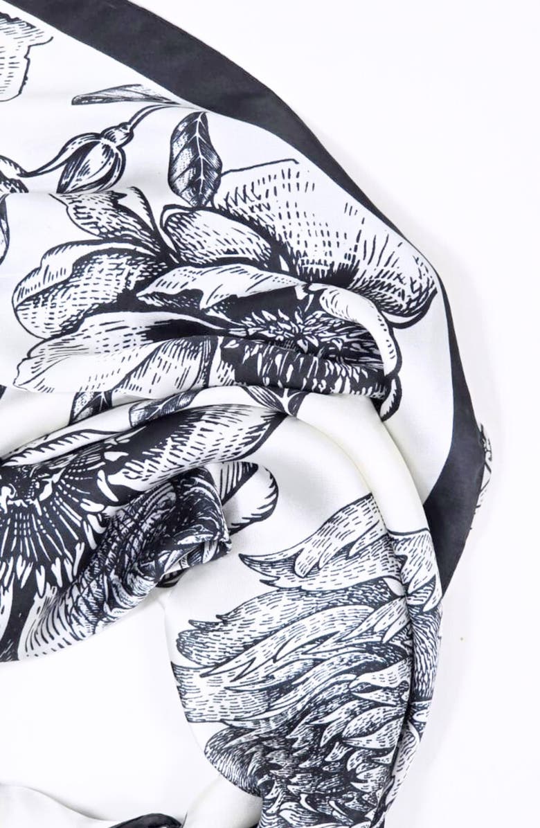 ELLIAN Floral Print Square Satin Scarf, Alternate, color,