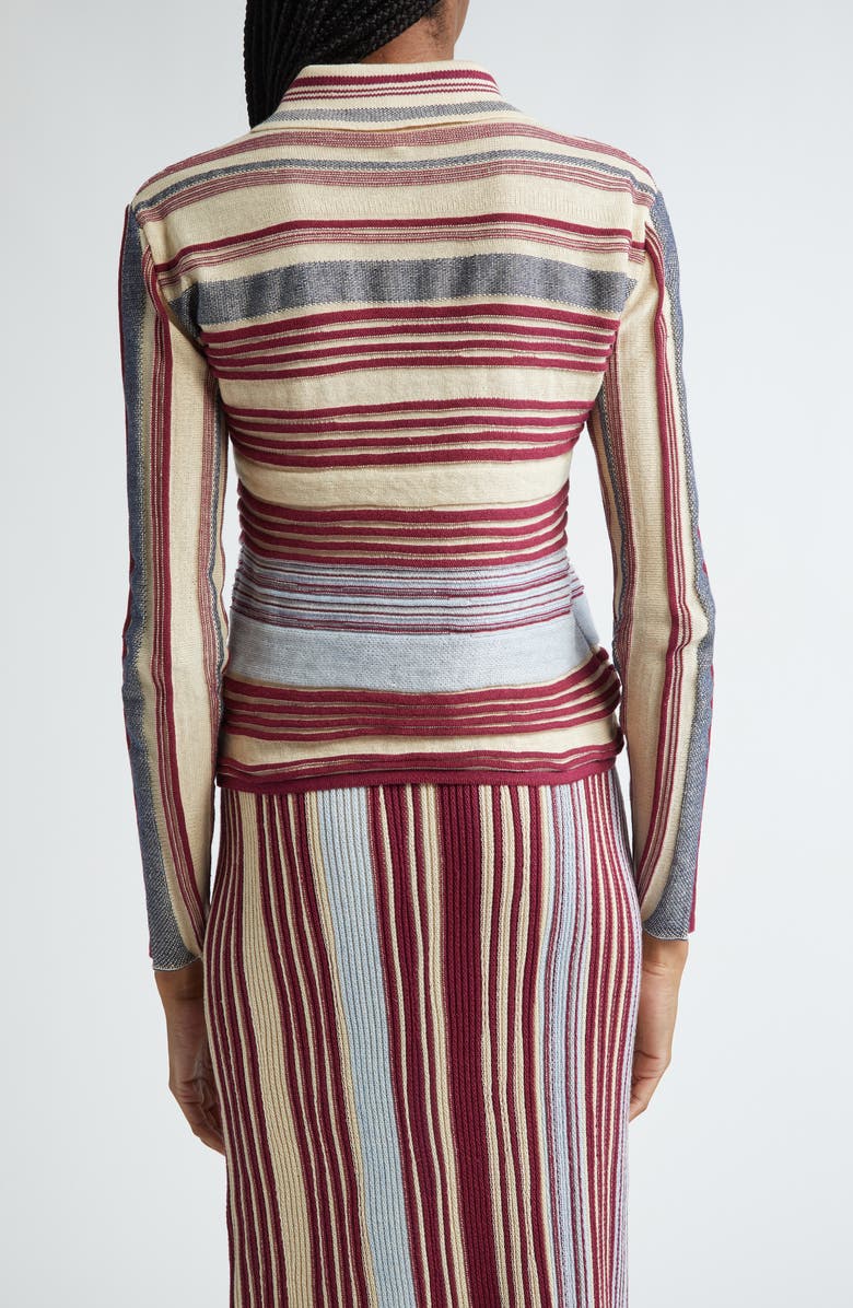 Bottega Veneta Mixed Stripe Linen Blend Polo Sweater, Alternate, color, 