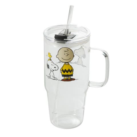Cool Pals 3-Piece Borosilicate Glass Tumbler Set with Handle and Straw