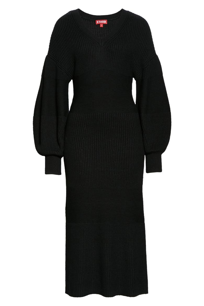 Carnation Midi Sweater Dress, Alternate, color, BLACK