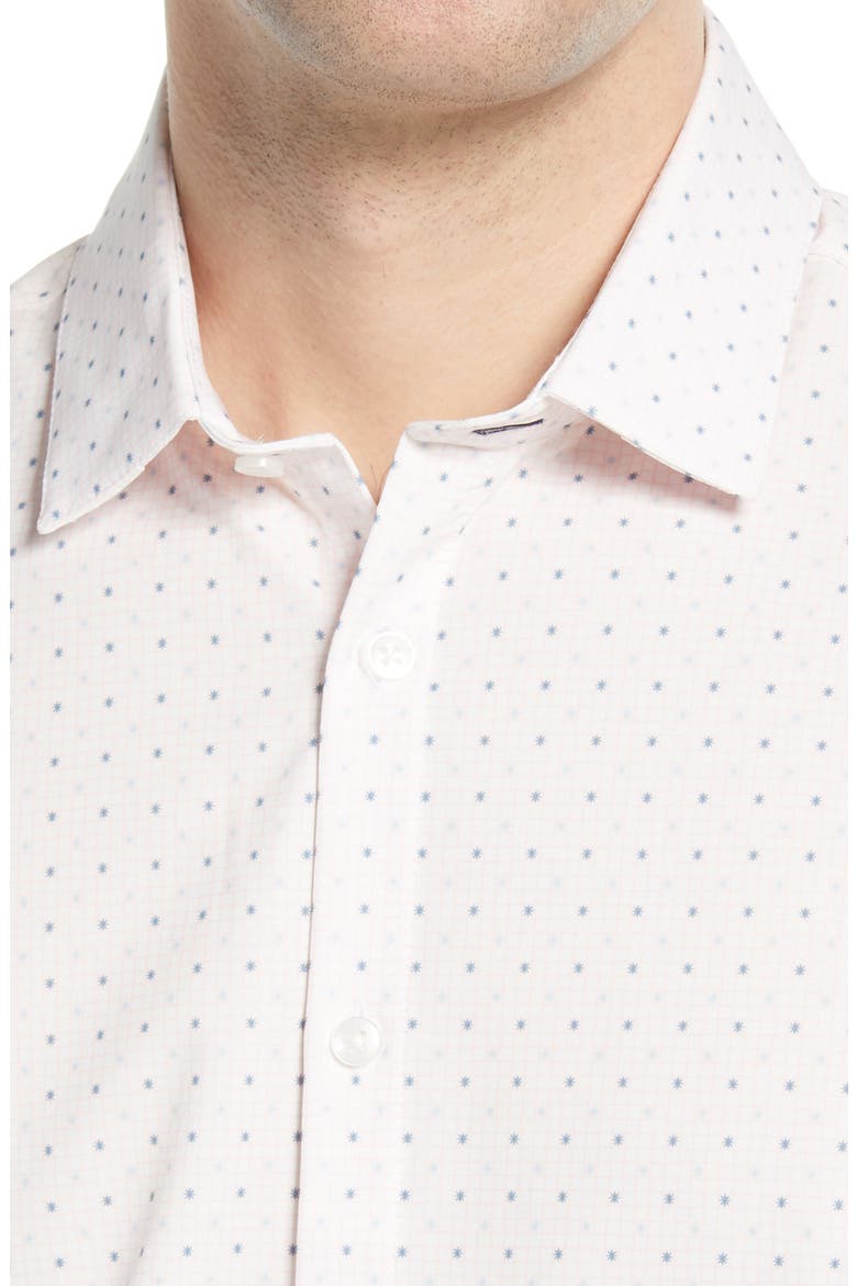 Leeward Stretch Dot Button-Up Shirt, Alternate, color, PINK CHECK WITH PRINT