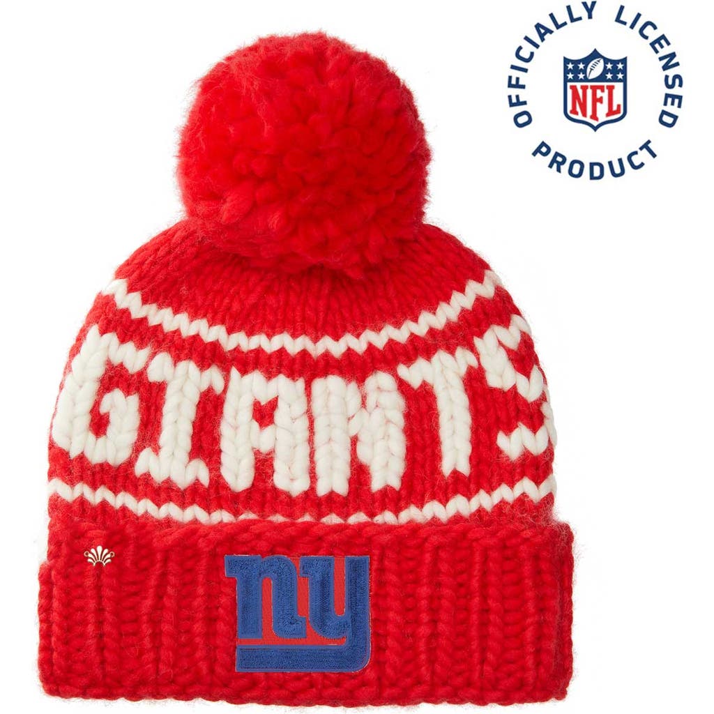 Lele Sadoughi Red Giants Nfl Beanie With Yarn Pom Pom In Red