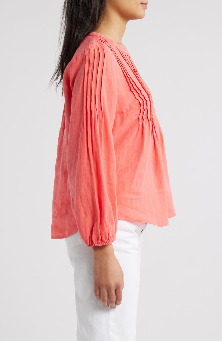 Tommy Bahama Costalina Pintuck Linen Peasant Top, Alternate, color, Melon Berry