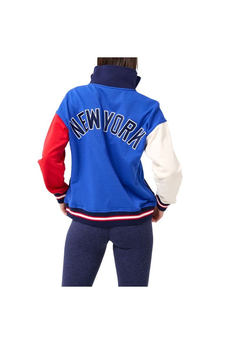 Women's Terez Blue/Navy New York Yankees Classic Colorblock Quarter-Zip Sweatshirt, Alternate, color, Blue
