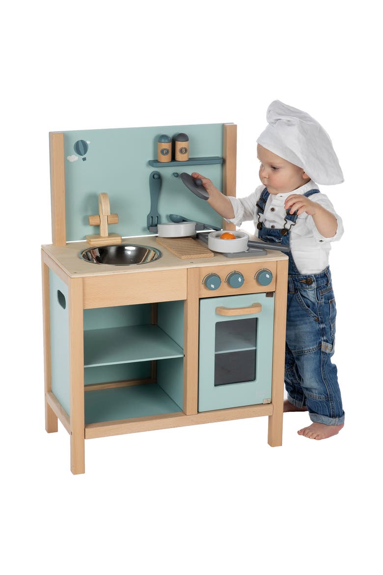 Wooden Kitchen Play Set Green, Ages 3+, Alternate, color, Multicolored