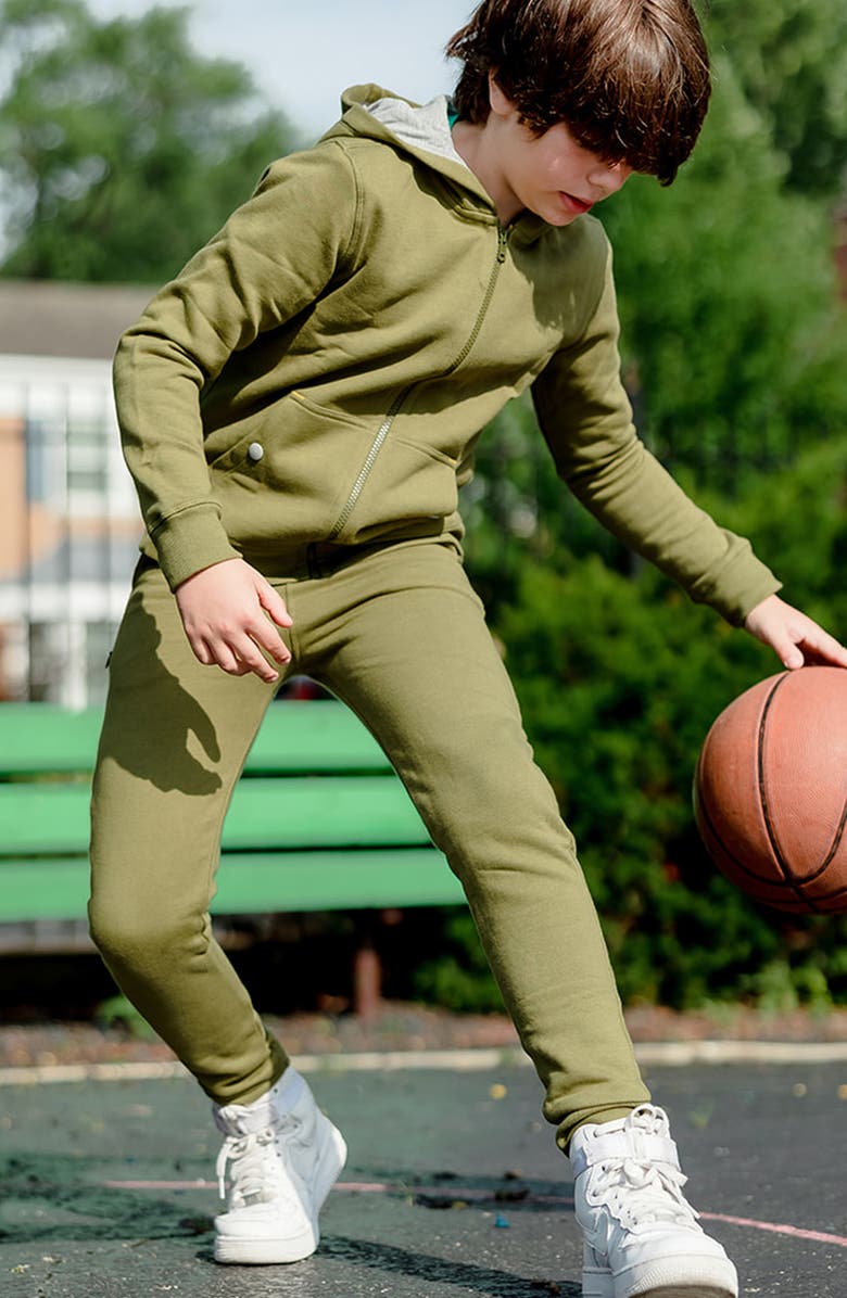 Mightly Organic Cotton Fleece Pocket Joggers, Alternate, color, Olive