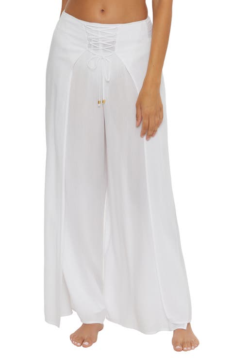 Ponza Lace-Up Wide Leg Cover-Up Pants